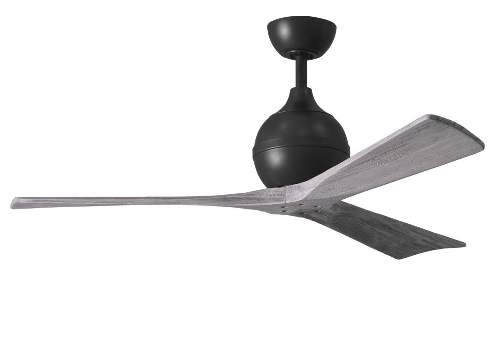 Irene-3 three-blade paddle fan in Matte Black finish with 52&#34; solid barn wood tone blades.