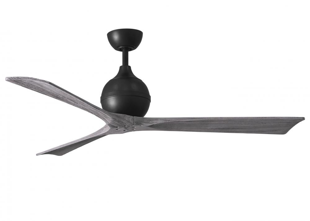Irene-3 three-blade paddle fan in Matte Black finish with 60&#34; solid barn wood tone blades.