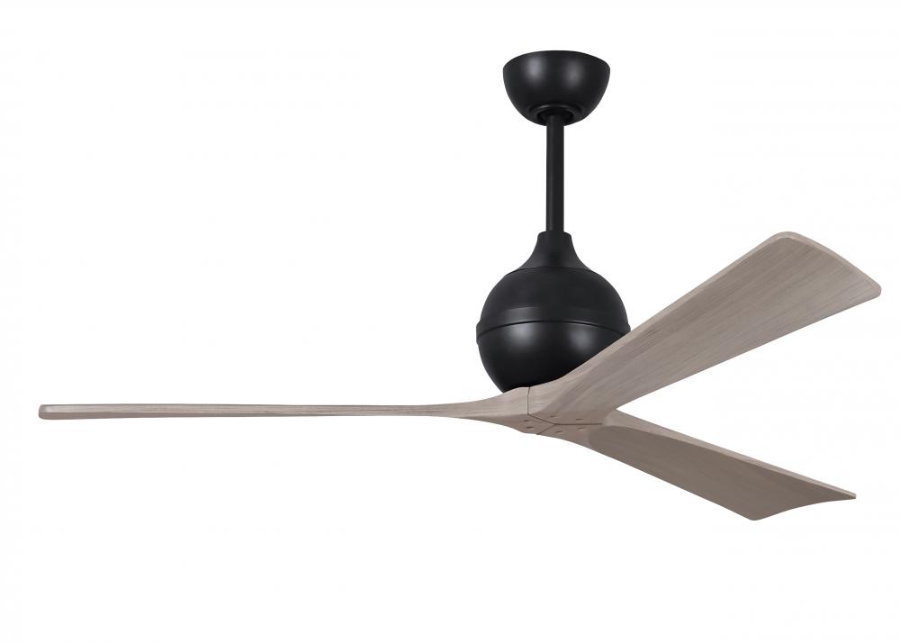 Irene-3 three-blade paddle fan in Matte Black finish with 60&#34; gray ash tone blades.