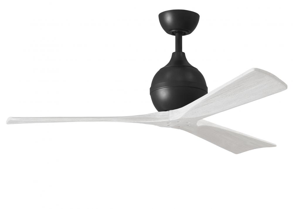 Irene-3 three-blade paddle fan in Matte Black finish with 52&#34; solid matte white wood blades.