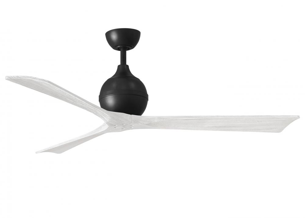 Irene-3 three-blade paddle fan in Matte Black finish with 60&#34; solid matte white wood blades.