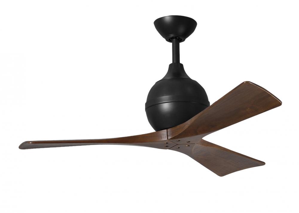 Irene-3 three-blade paddle fan in Matte Black finish with 42&#34; solid walnut tone blades.