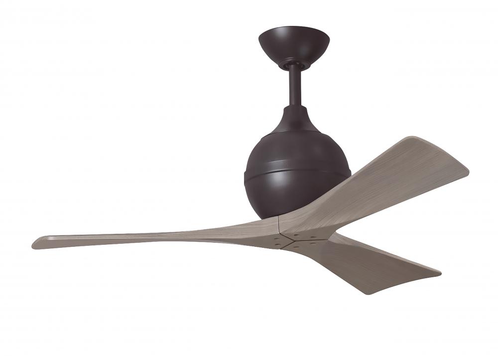Irene-3 three-blade paddle fan in Textured Bronze finish with 42&#34; gray ash tone blades.
