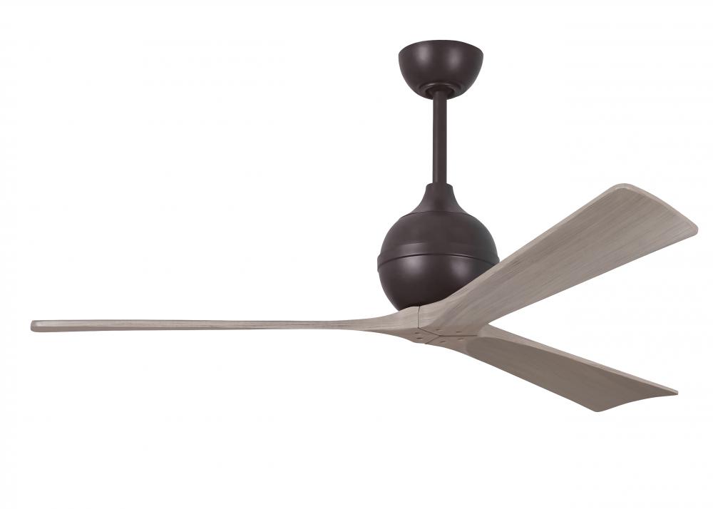 Irene-3 three-blade paddle fan in Textured Bronze finish with 60&#34; gray ash tone blades.