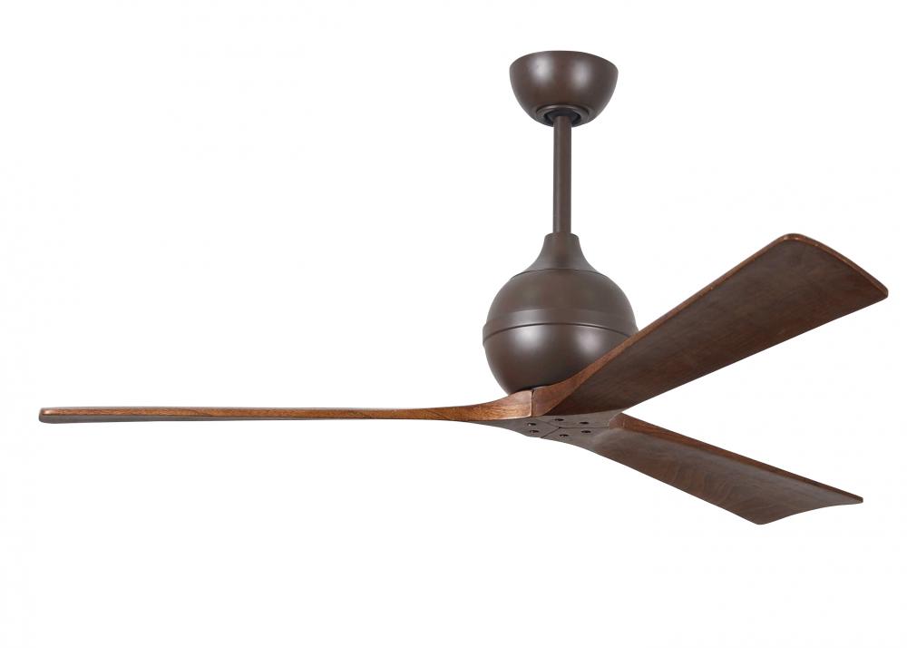 Irene-3 three-blade paddle fan in Textured Bronze finish with 60&#34; solid walnut tone blades.