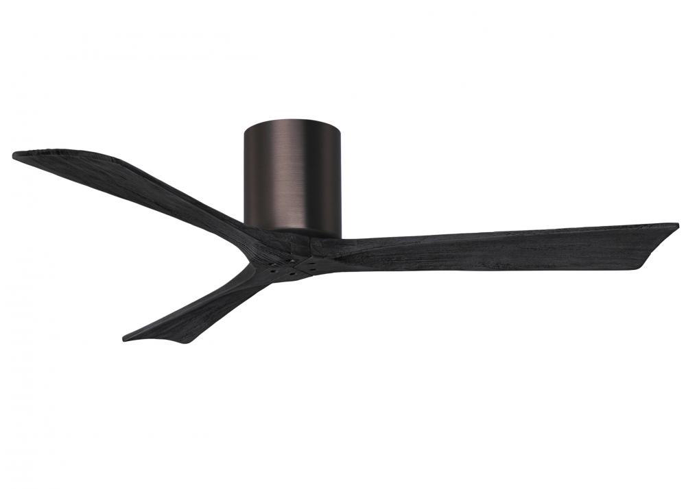 Irene-3H three-blade flush mount paddle fan in Brushed Bronze finish with 52” solid matte black
