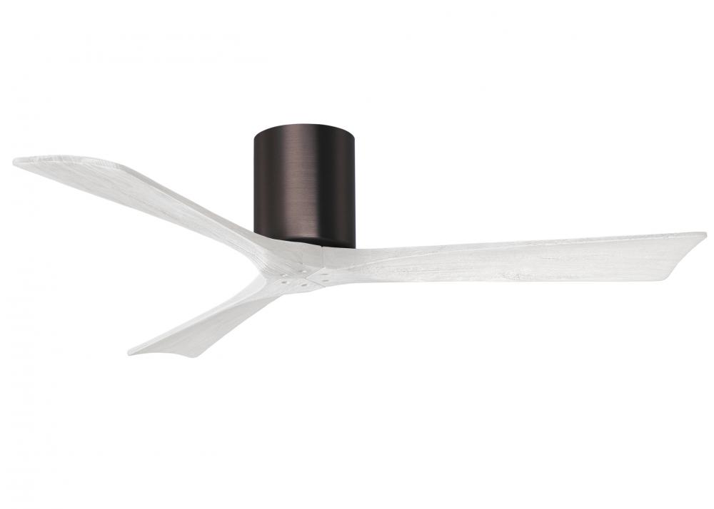 Irene-3H three-blade flush mount paddle fan in Brushed Bronze finish with 52” solid matte white