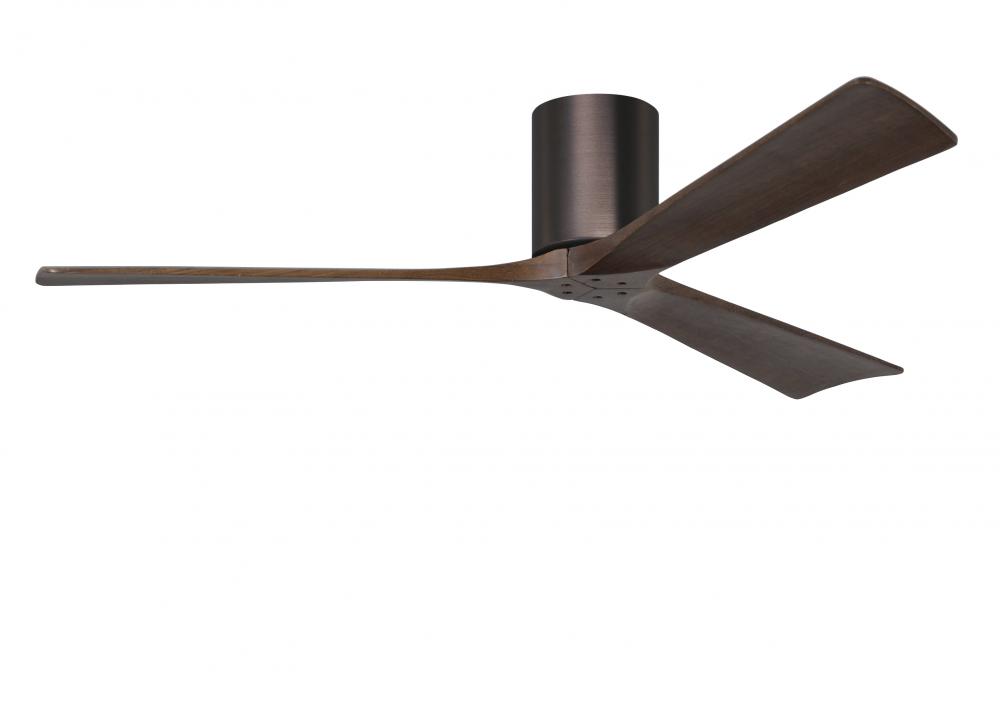 Irene-3H three-blade flush mount paddle fan in Brushed Bronze finish with 60” solid walnut tone