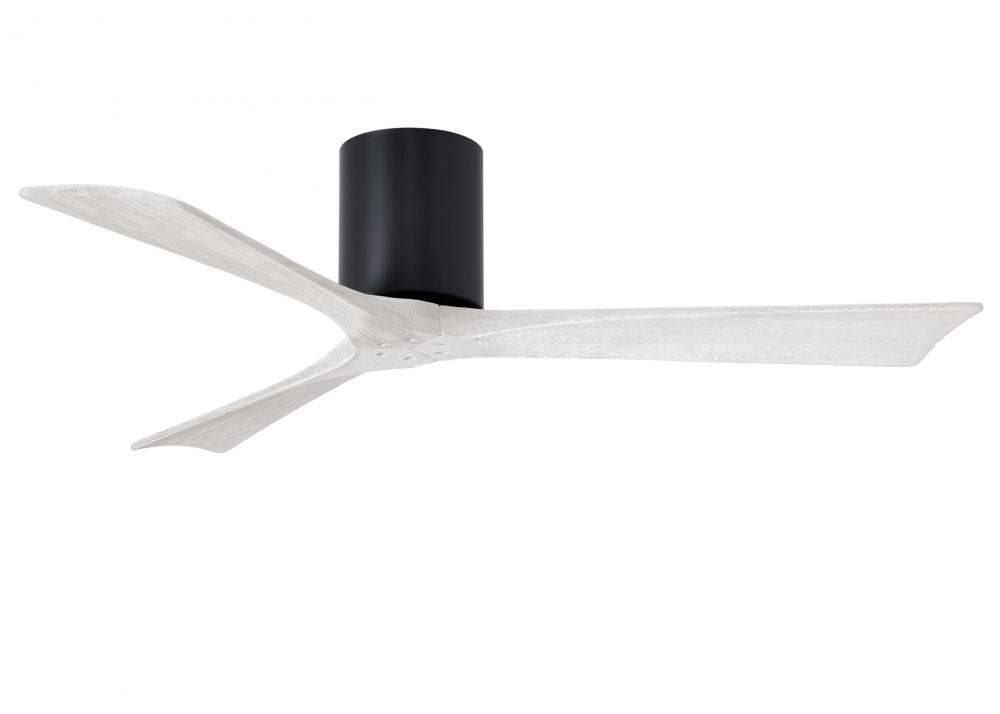 Irene-3H three-blade flush mount paddle fan in Matte Black finish with 52” solid matte white woo