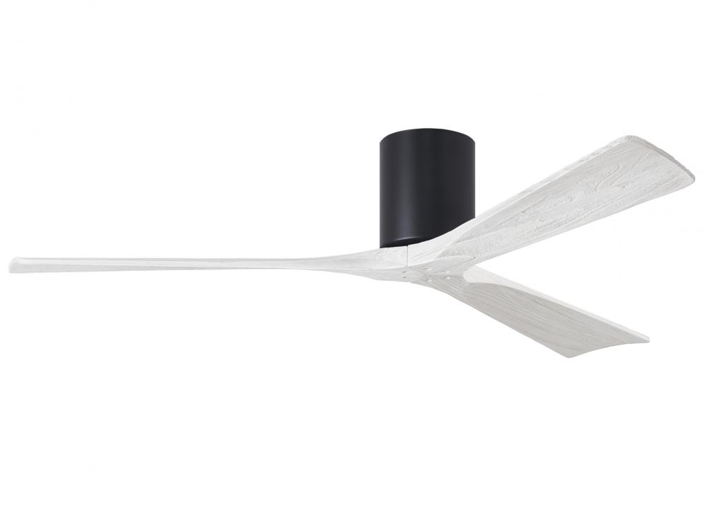 Irene-3H three-blade flush mount paddle fan in Matte Black finish with 60” solid matte white woo