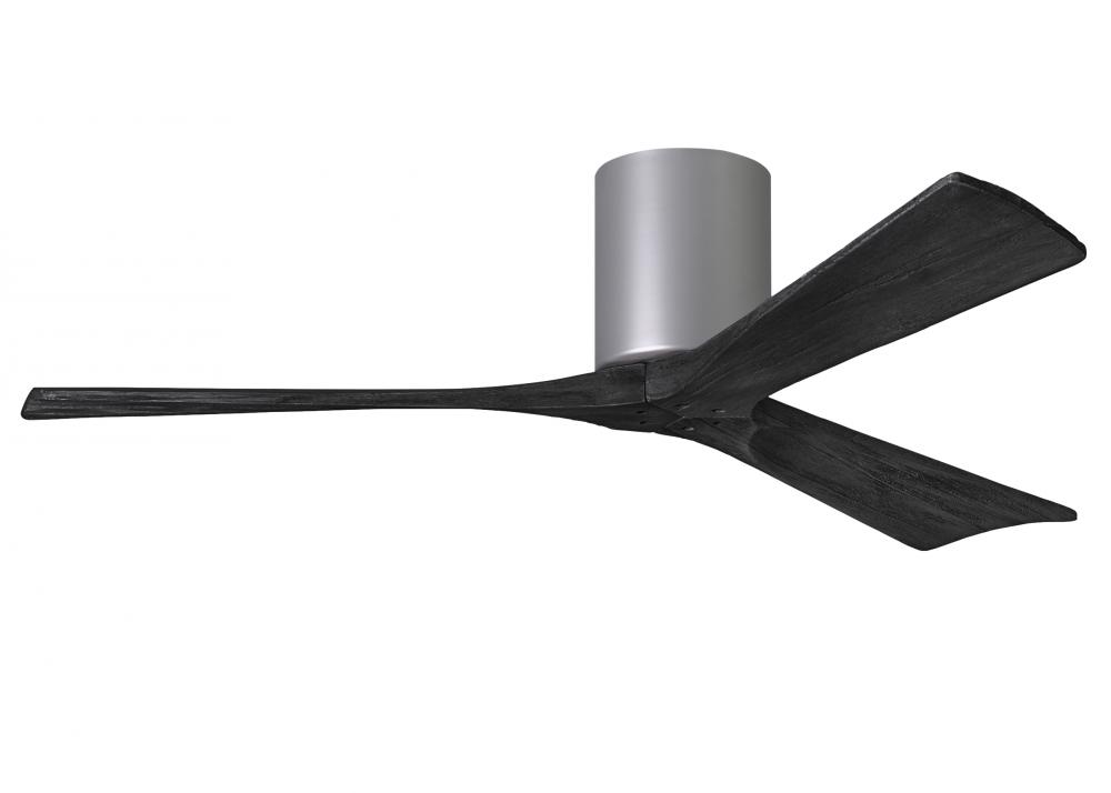 Irene-3H three-blade flush mount paddle fan in Brushed Nickel finish with 52” solid matte black