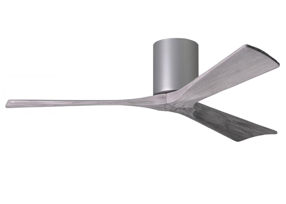 Irene-3H three-blade flush mount paddle fan in Brushed Nickel finish with 52” solid barn wood to