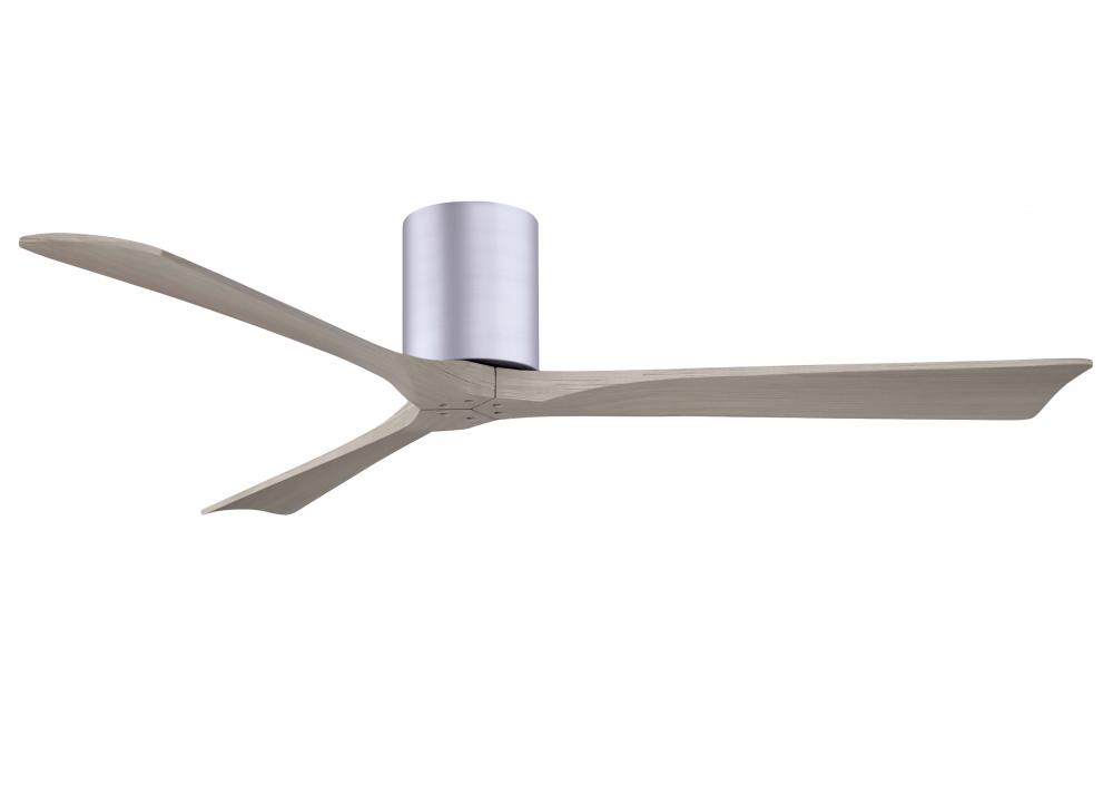 Irene-3H three-blade flush mount paddle fan in Brushed Nickel finish with 60” Gray Ash tone blad