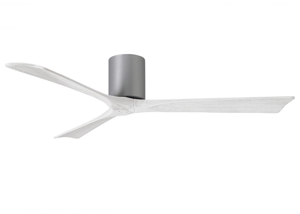 Irene-3H three-blade flush mount paddle fan in Brushed Nickel finish with 60” solid matte white