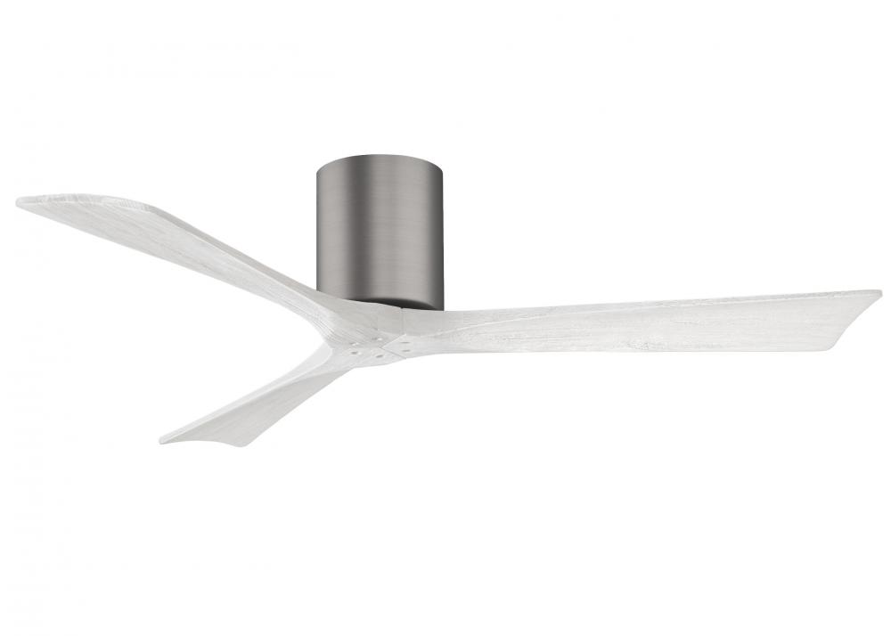 Irene-3H three-blade flush mount paddle fan in Brushed Pewter finish with 52” solid matte white