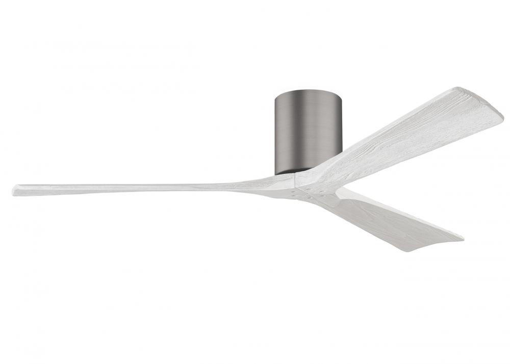 Irene-3H three-blade flush mount paddle fan in Brushed Pewter finish with 60” solid matte white