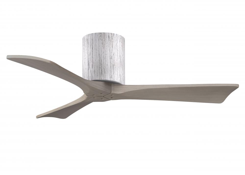 Irene-3H three-blade flush mount paddle fan in Barn Wood finish with 42” Gray Ash tone blades. 