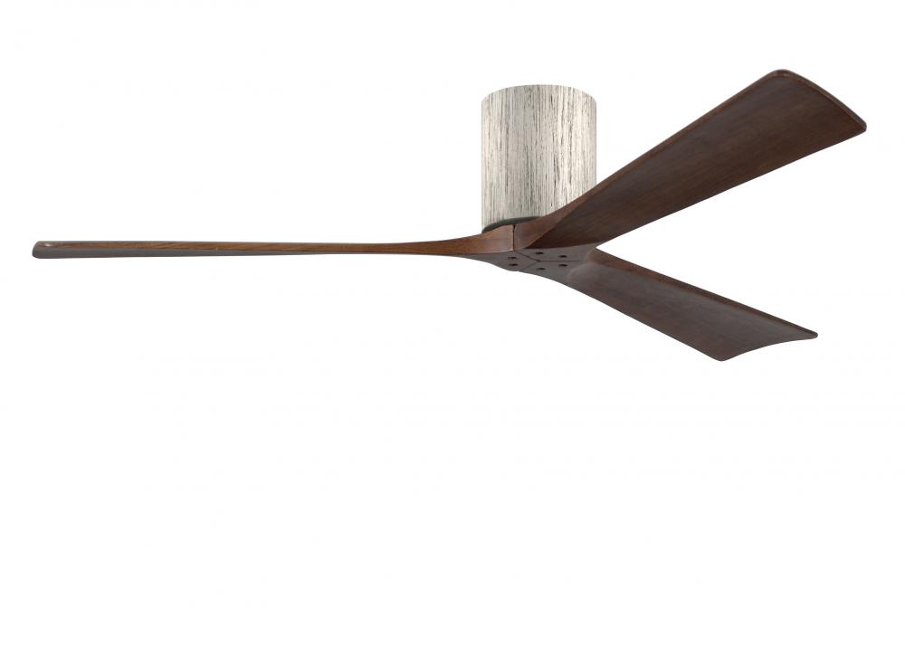 Irene-3H three-blade flush mount paddle fan in Barn Wood finish with 60” solid walnut tone blade