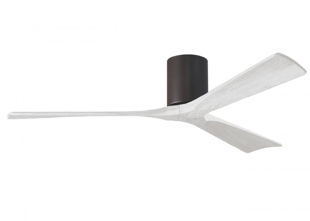 Irene-3H three-blade flush mount paddle fan in Textured Bronze finish with 60” solid matte white