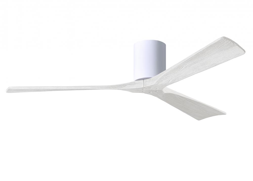 Irene-3H three-blade flush mount paddle fan in Gloss White finish with 60” solid matte white woo