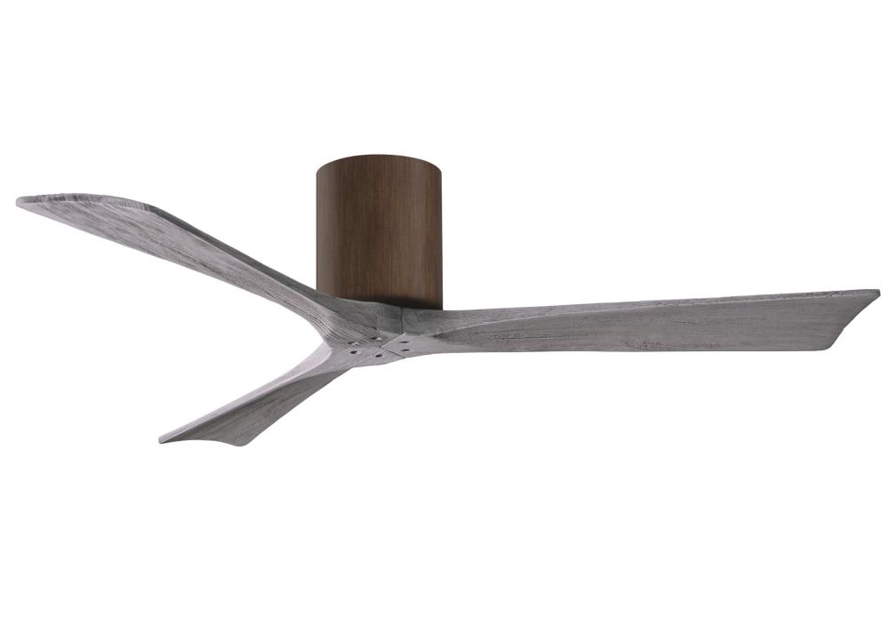 Irene-3H three-blade flush mount paddle fan in Walnut finish with 52” solid barn wood tone blade