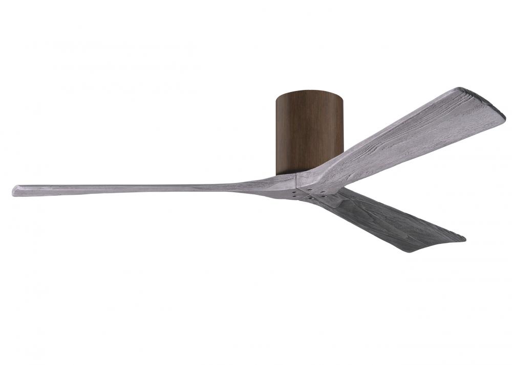 Irene-3H three-blade flush mount paddle fan in Walnut finish with 60” solid barn wood tone blade