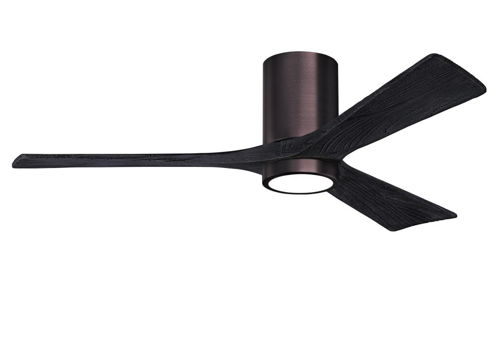 Irene-3HLK three-blade flush mount paddle fan in Brushed Bronze finish with 52” solid matte blac