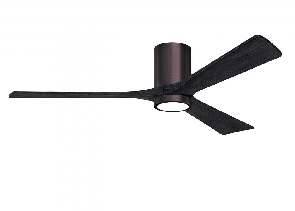 Irene-3HLK three-blade flush mount paddle fan in Brushed Bronze finish with 60” solid matte blac