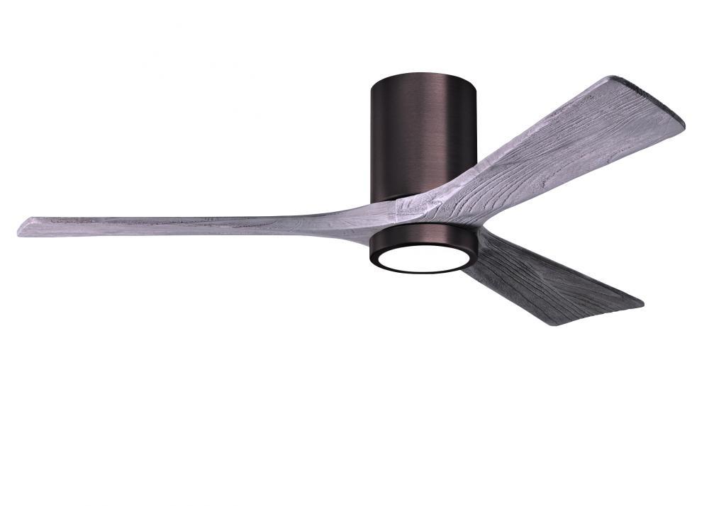 Irene-3HLK three-blade flush mount paddle fan in Brushed Bronze finish with 52” solid barn wood