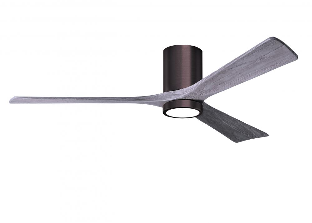Irene-3HLK three-blade flush mount paddle fan in Brushed Bronze finish with 60” solid barn wood