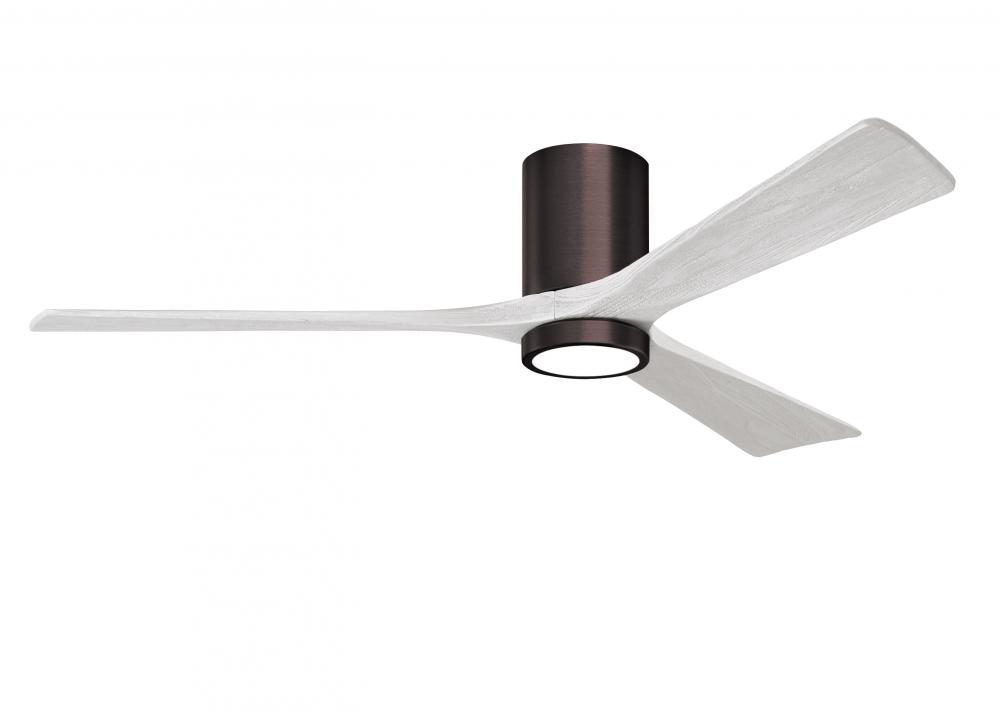 Irene-3HLK three-blade flush mount paddle fan in Brushed Bronze finish with 60” solid matte whit