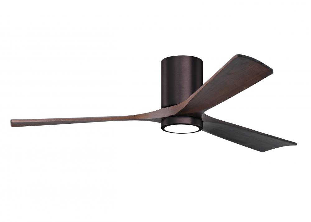 Irene-3HLK three-blade flush mount paddle fan in Brushed Bronze finish with 60” solid walnut ton
