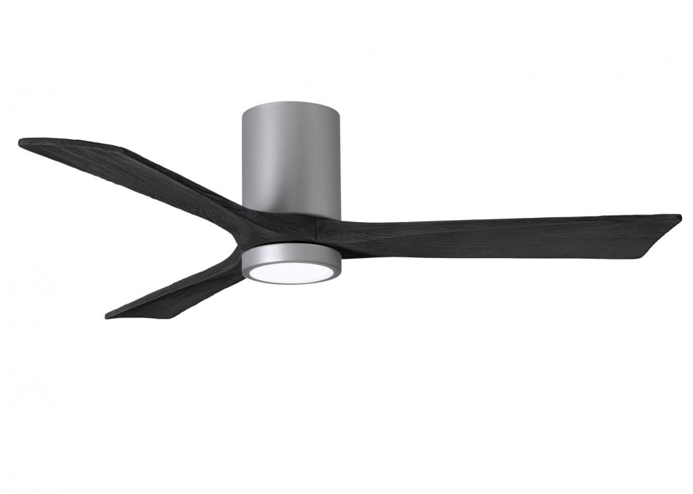 Irene-3HLK three-blade flush mount paddle fan in Brushed Nickel finish with 52” solid matte blac