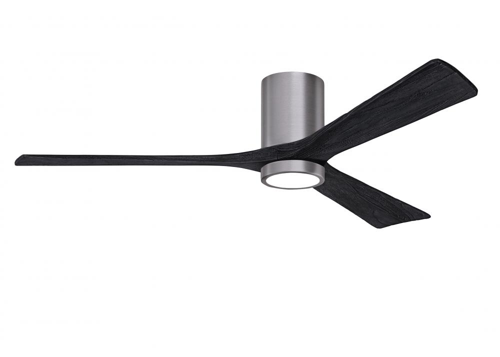 Irene-3HLK three-blade flush mount paddle fan in Brushed Pewter finish with 60” Matte Black tone