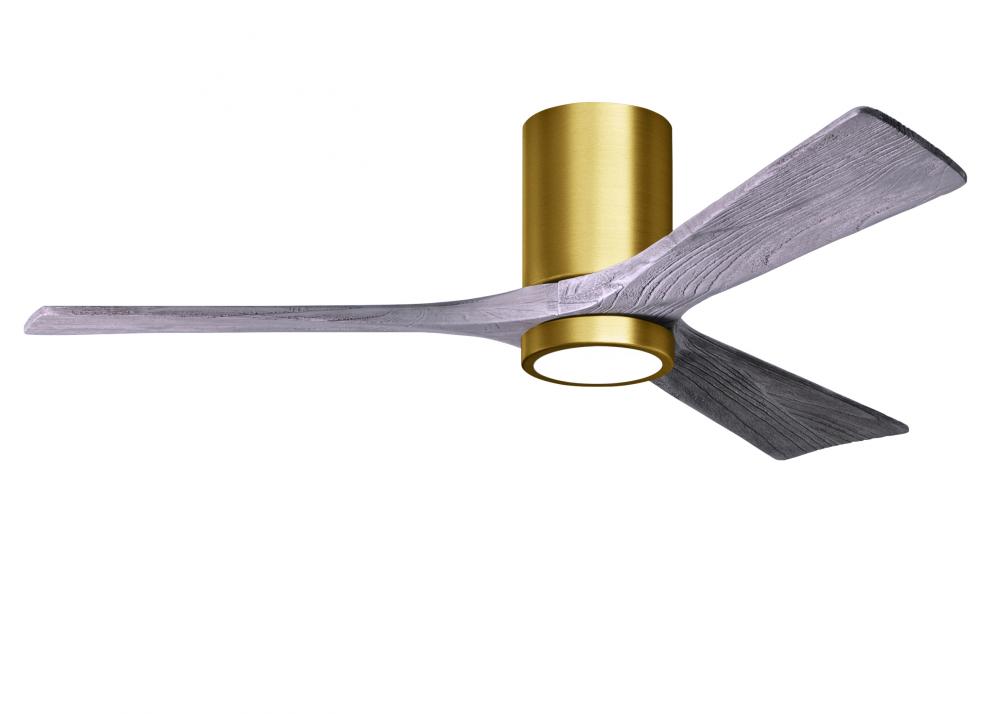 Irene-3HLK three-blade flush mount paddle fan in Brushed Brass finish with 52” solid barn wood t