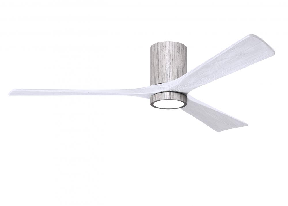 Irene-3HLK three-blade flush mount paddle fan in Barn Wood finish with 60” solid matte white woo