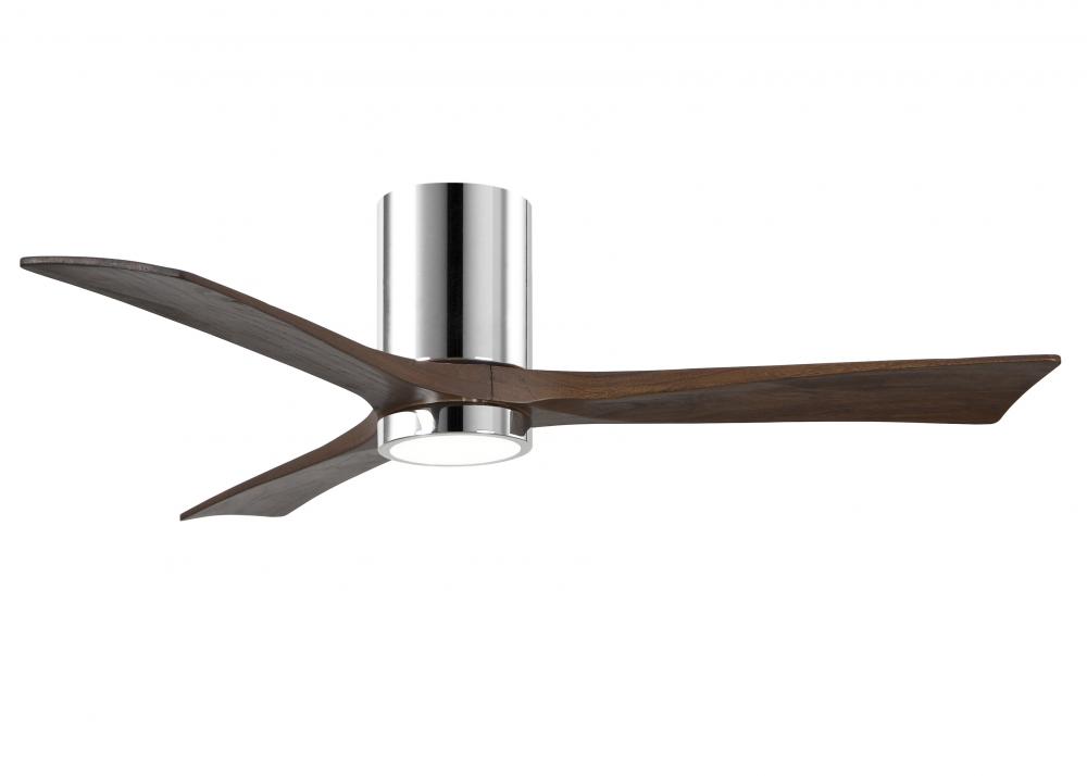 Irene-3HLK three-blade flush mount paddle fan in Polished Chrome finish with 52” solid walnut to