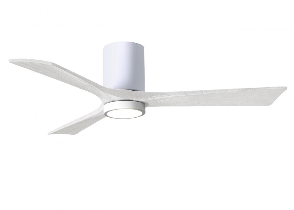 Irene-3HLK three-blade flush mount paddle fan in Gloss White finish with 52” solid matte white w