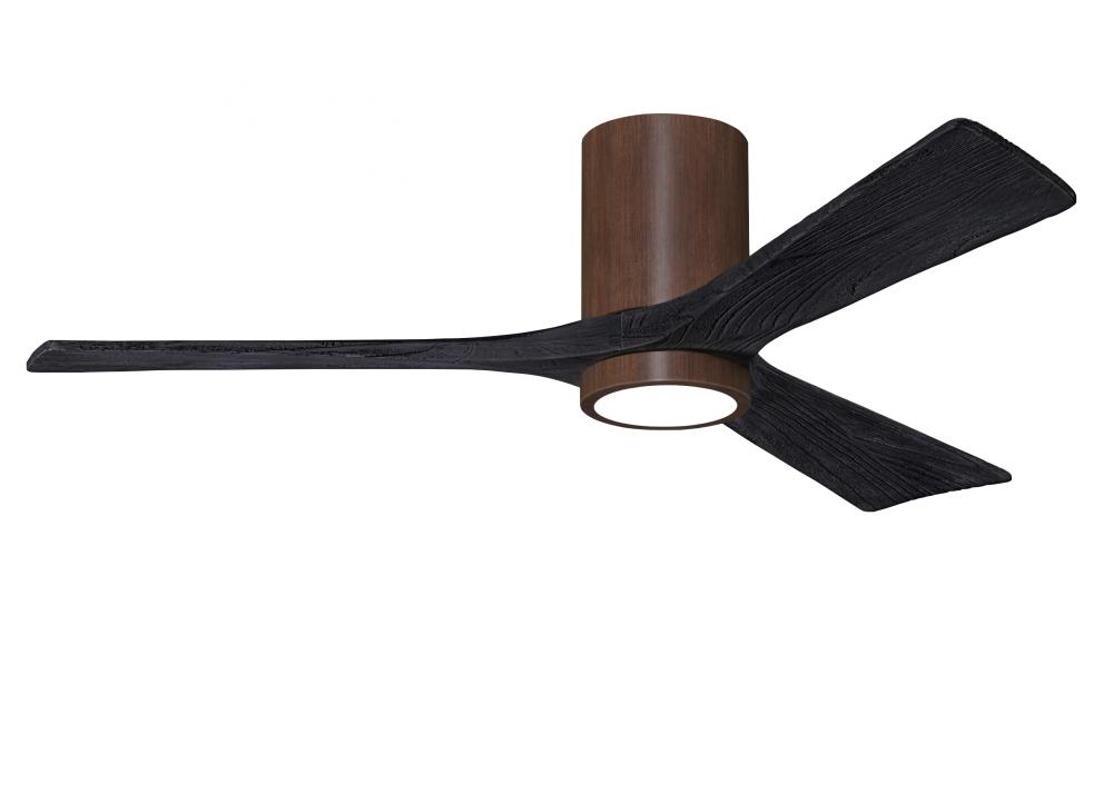 Irene-3HLK three-blade flush mount paddle fan in Walnut finish with 52” solid matte black wood b
