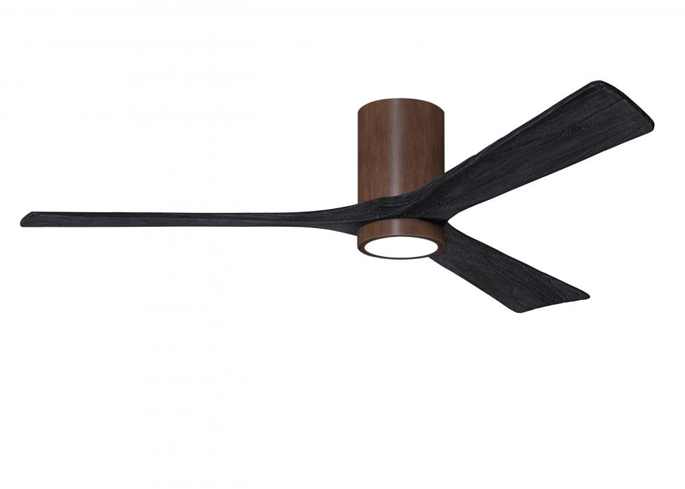 Irene-3HLK three-blade flush mount paddle fan in Walnut finish with 60” solid matte black wood b