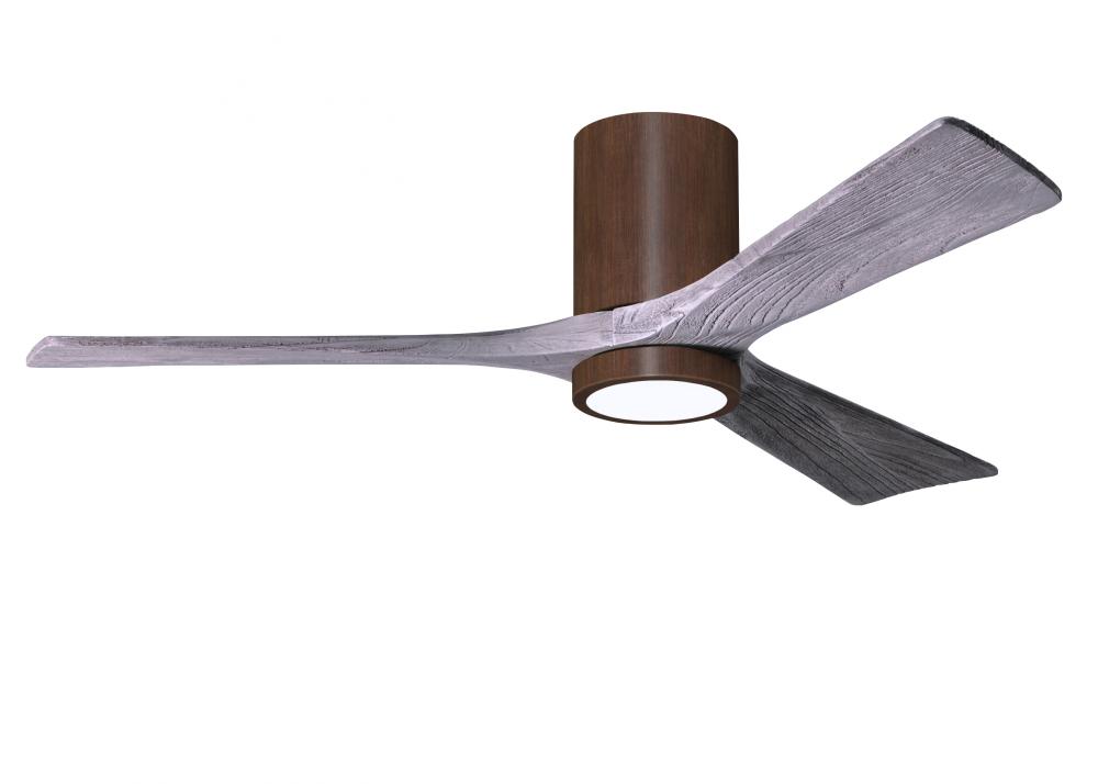 Irene-3HLK three-blade flush mount paddle fan in Walnut finish with 52” solid barn wood tone bla