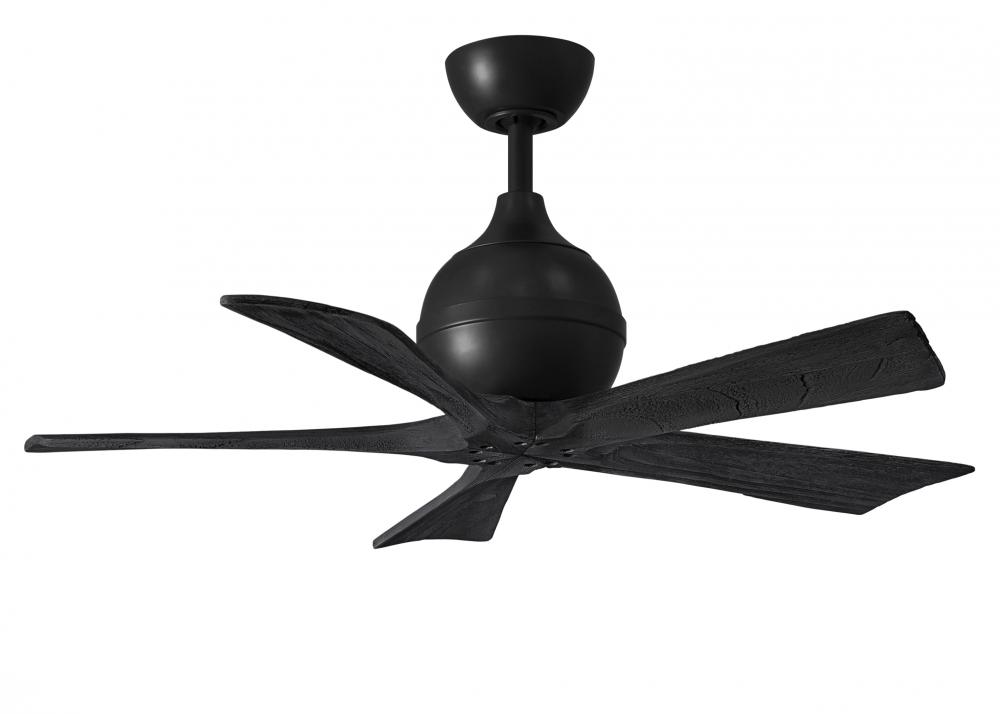 Irene-5 five-blade paddle fan in Matte Black finish with 42&#34; solid matte black wood blades.