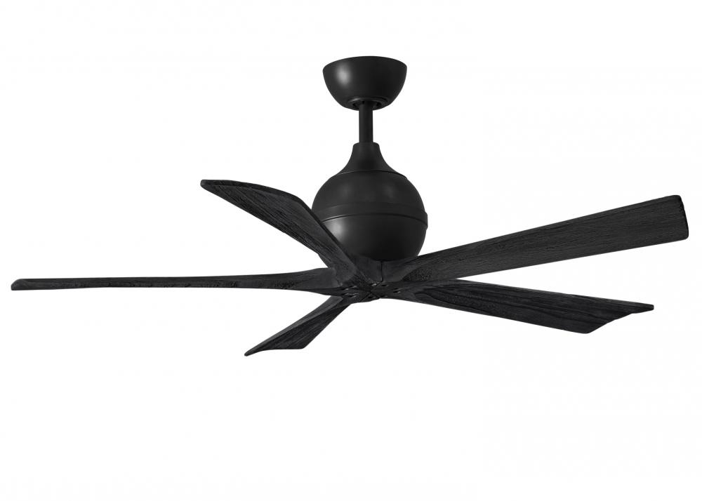 Irene-5 five-blade paddle fan in Matte Black finish with 52&#34; solid matte black wood blades.