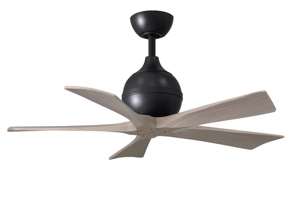 Irene-5 five-blade paddle fan in Matte Black finish with 42&#34; with gray ash blades.