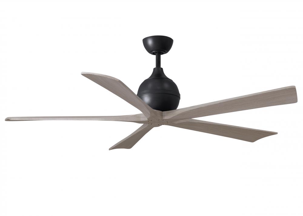 Irene-5 five-blade paddle fan in Matte Black finish with 60&#34; with gray ash blades.