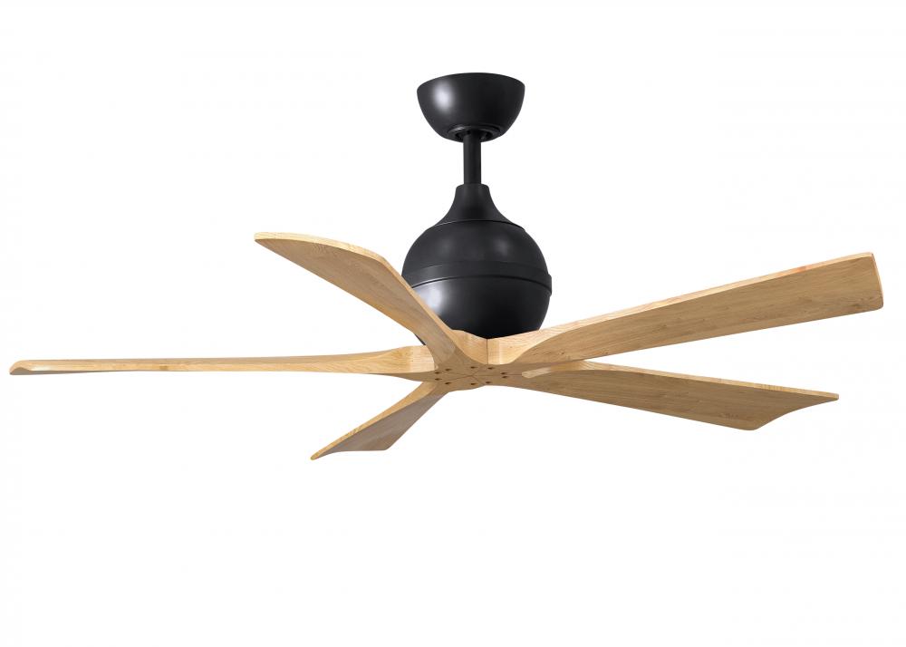 Irene-5 five-blade paddle fan in Matte Black finish with 52&#34; with light maple blades.