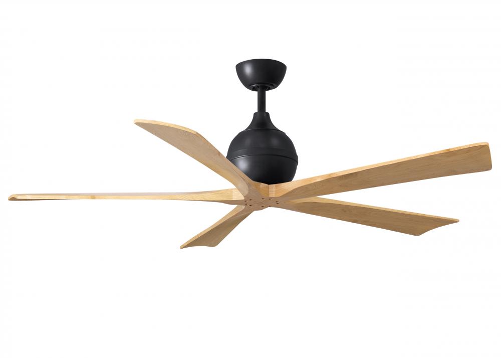 Irene-5 five-blade paddle fan in Matte Black finish with 60&#34; with light maple blades.