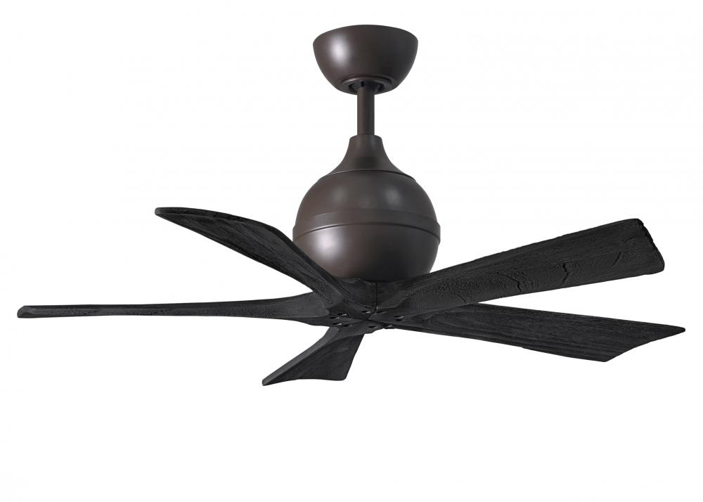 Irene-5 five-blade paddle fan in Textured Bronze finish with 42&#34; solid matte black wood blades