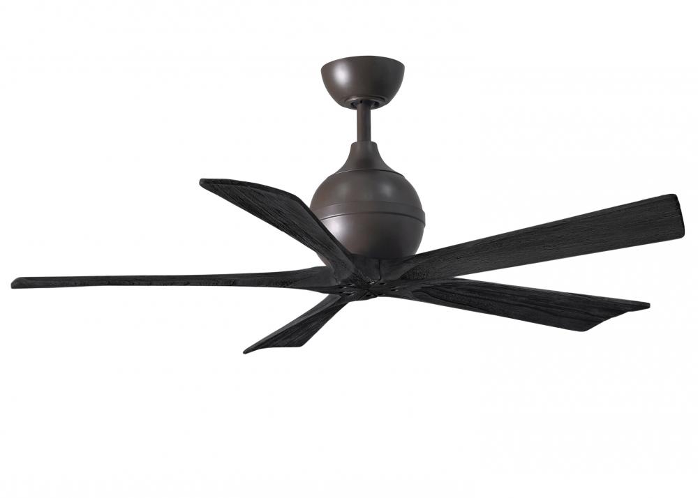 Irene-5 five-blade paddle fan in Textured Bronze finish with 52&#34; solid matte black wood blades