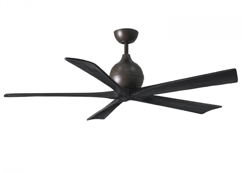 Irene-5 five-blade paddle fan in Textured Bronze finish with 60&#34; solid matte black wood blades